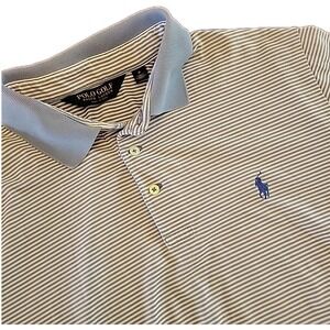 Polo Ralph Lauren Navy Striped Polo Golf Shirt Men's Size M Logo Classic Fit